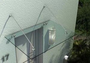 سایبان درب شیشه ای منحنی برای فولاد ضد زنگ خانه